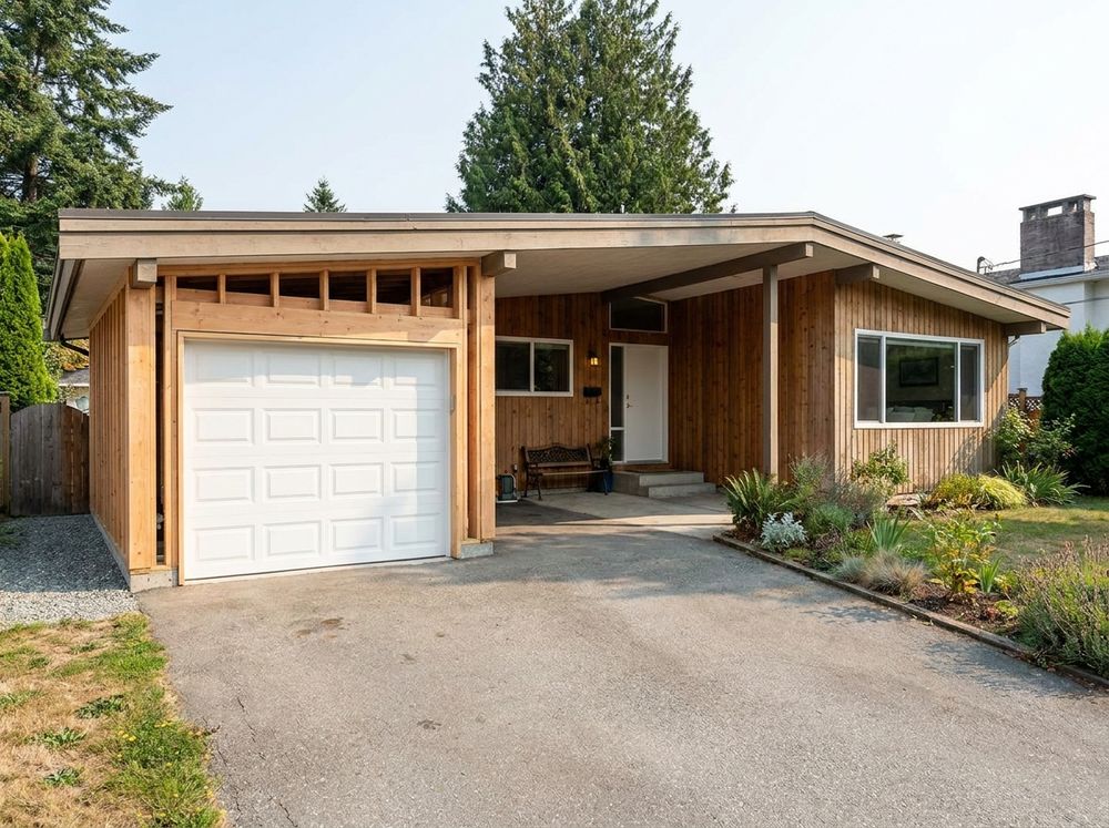Carport converted to an enclosed garage with a new door in Burnaby