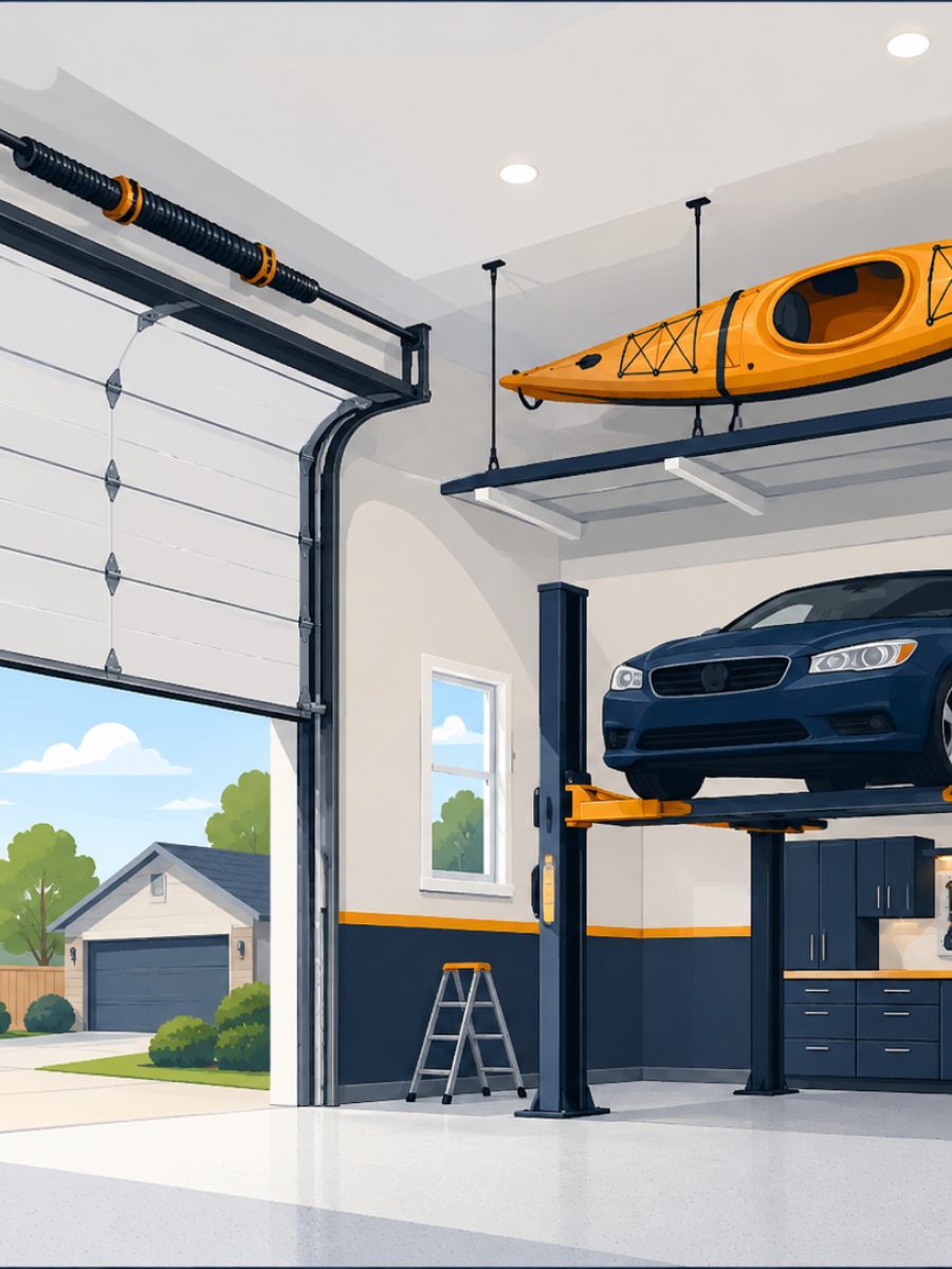 High-lift garage door conversion