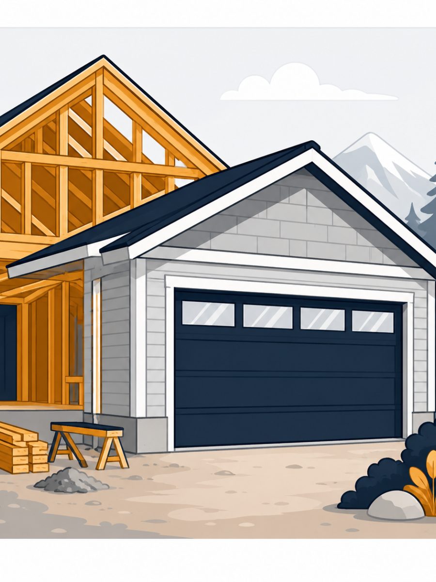 New build garage door installation